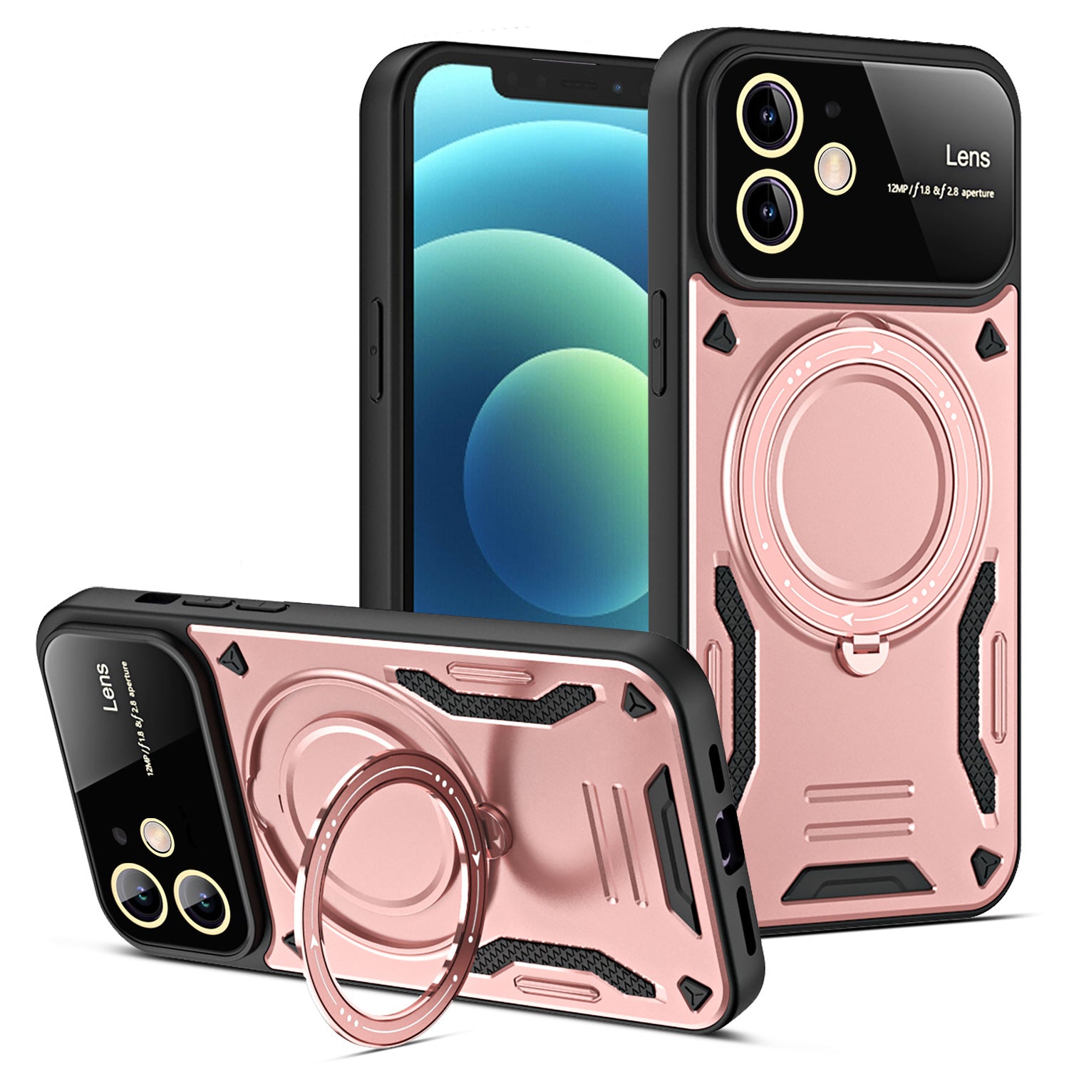 For iPhone 12 6.1 inch Compatible with MagSafe Phone Case PC TPU Anti-drop Kickstand Cover For iPhone 12 6.1 inch Compatible with MagSafe Phone Case PC TPU Anti-drop Kickstand Cover